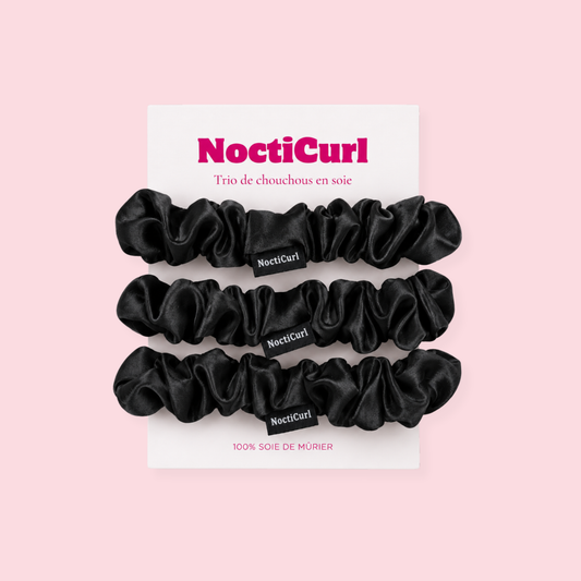 Trio de chouchous en soie de mûrier – Noir