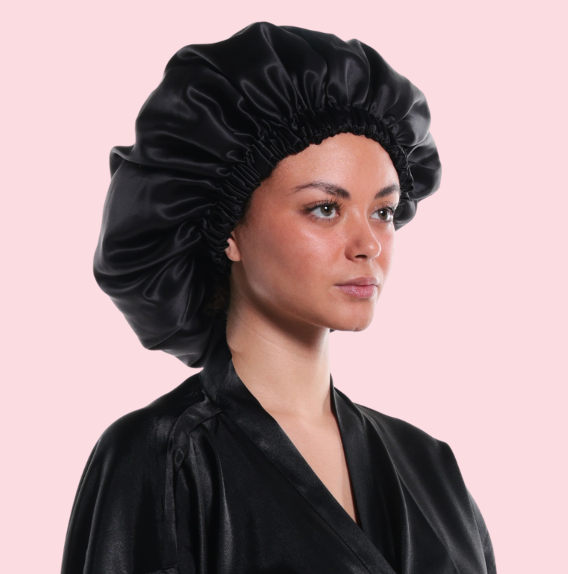 Bonnet en soie de mûrier – Noir